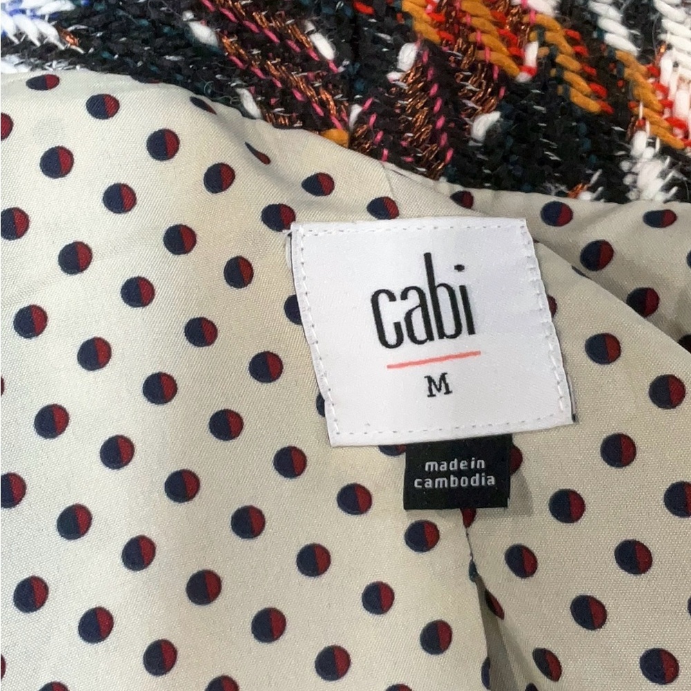 CAbi Plaid Wool Fringe Belted Coat Multicolor Size M - Picture 3 of 15